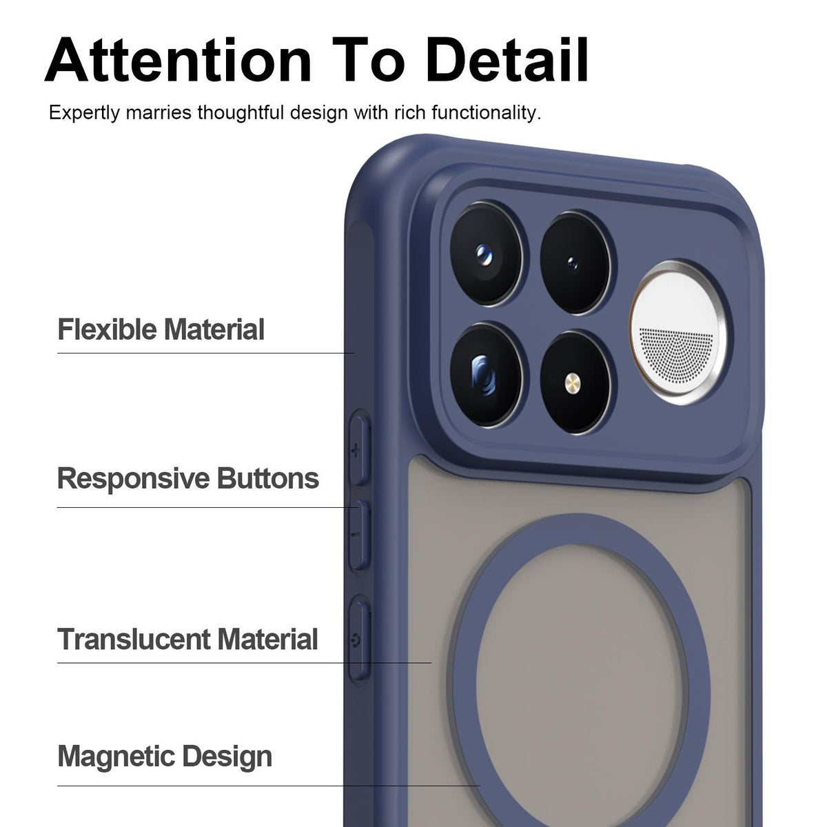 For Redmi K100 Pro Max 5G Fan Dun Series TPU Hybrid PC Frosted Magsafe Phone Case - Blue - EDA008596107B