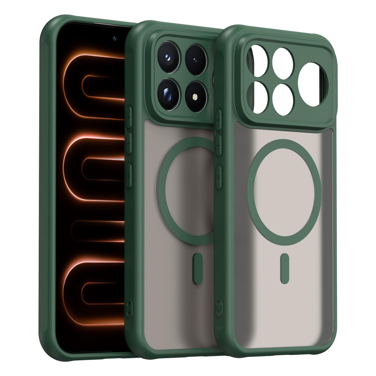 For Redmi K100 Pro Max 5G Fan Dun Series TPU Hybrid PC Frosted Magsafe Phone Case - Green - EDA008596107C