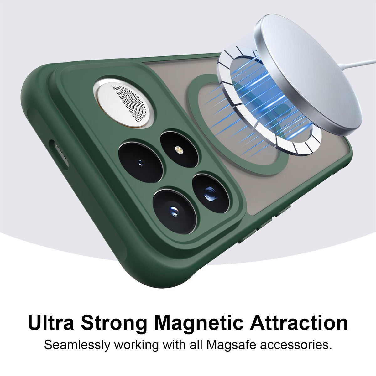 For Redmi K100 Pro Max 5G Fan Dun Series TPU Hybrid PC Frosted Magsafe Phone Case - Green - EDA008596107C