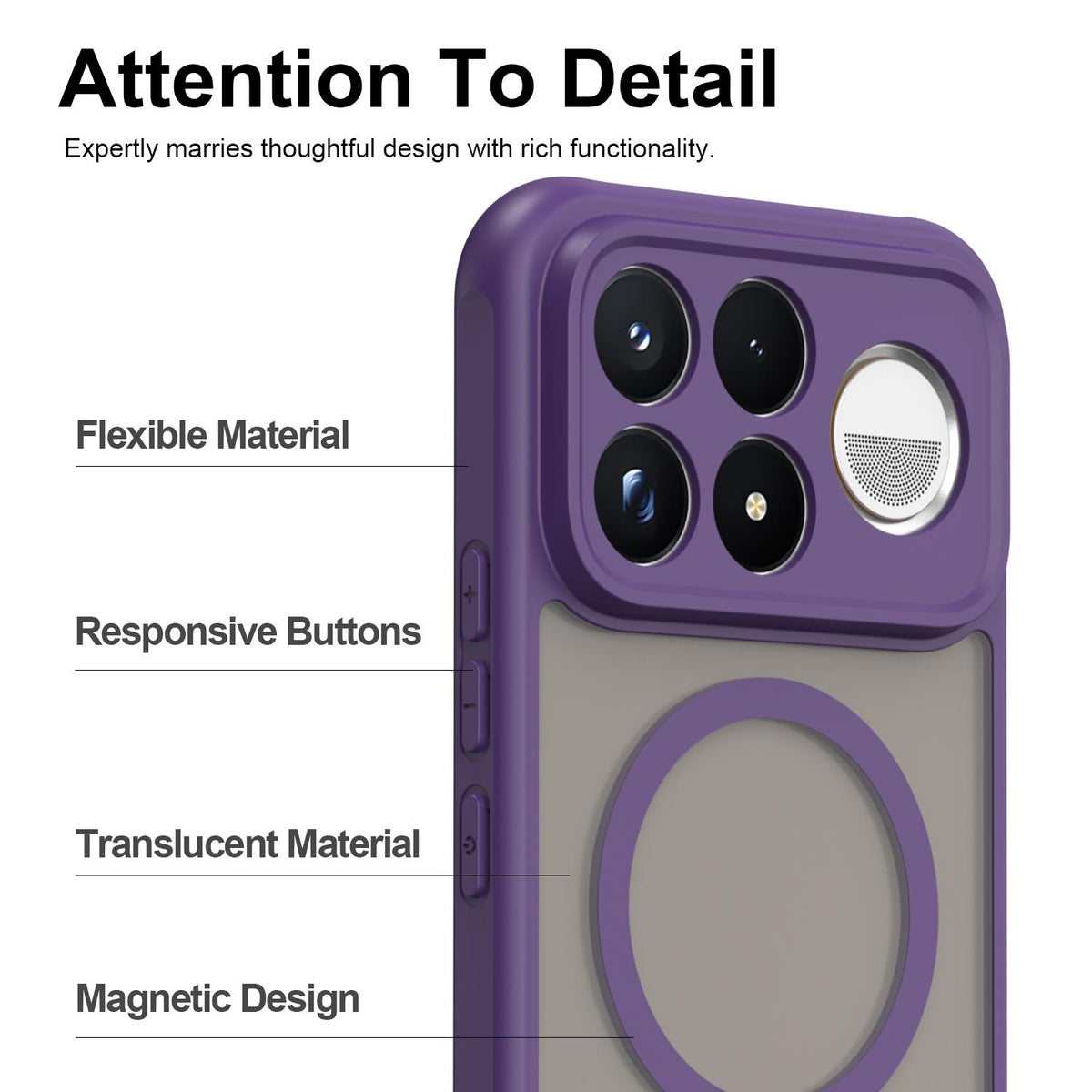 For Redmi K100 Pro Max 5G Fan Dun Series TPU Hybrid PC Frosted Magsafe Phone Case - Purple - EDA008596107D