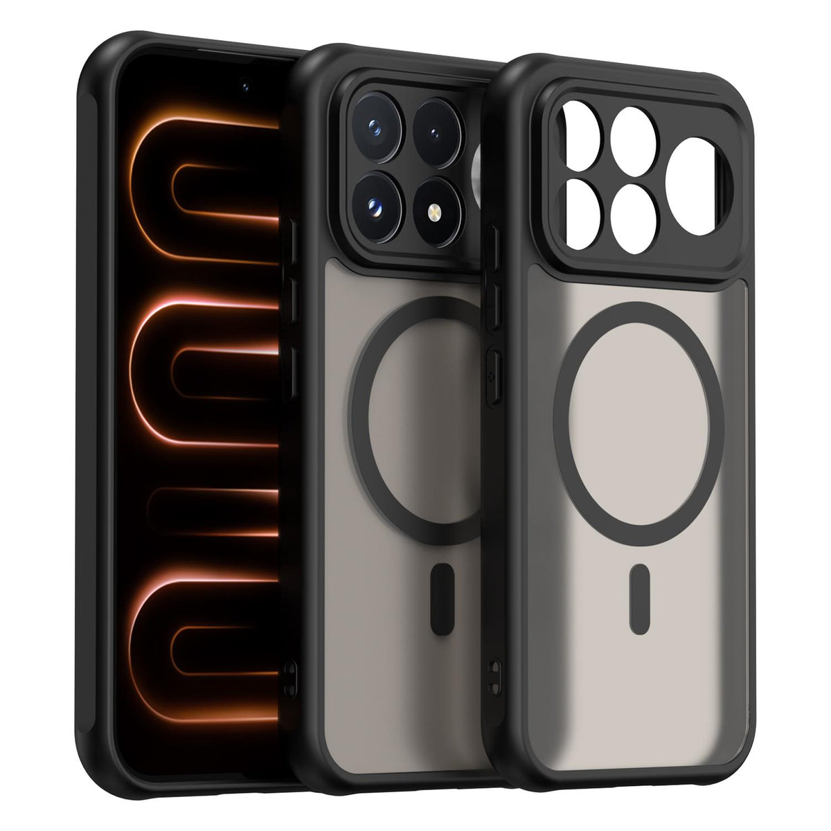 For Redmi K90 Fan Dun Series TPU Hybrid PC Frosted Magsafe Phone Case - Black - EDA008596108A