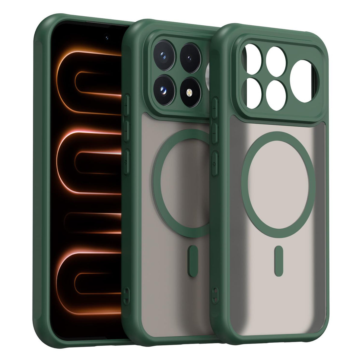 For Redmi K90 Fan Dun Series TPU Hybrid PC Frosted Magsafe Phone Case - Green - EDA008596108C