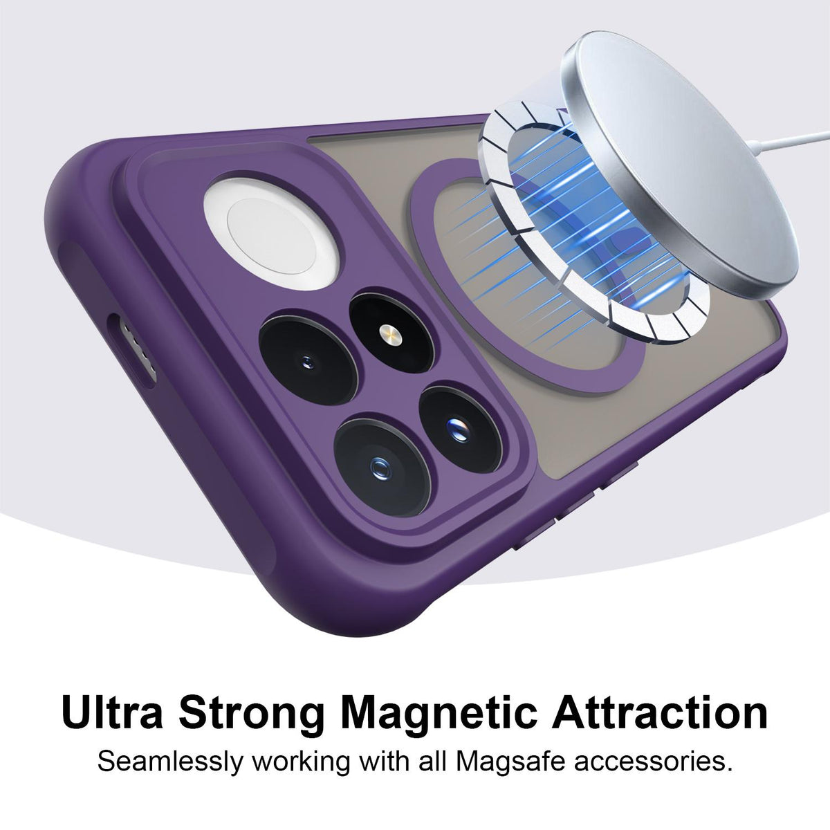 For Redmi K90 Fan Dun Series TPU Hybrid PC Frosted Magsafe Phone Case - Purple - EDA008596108D
