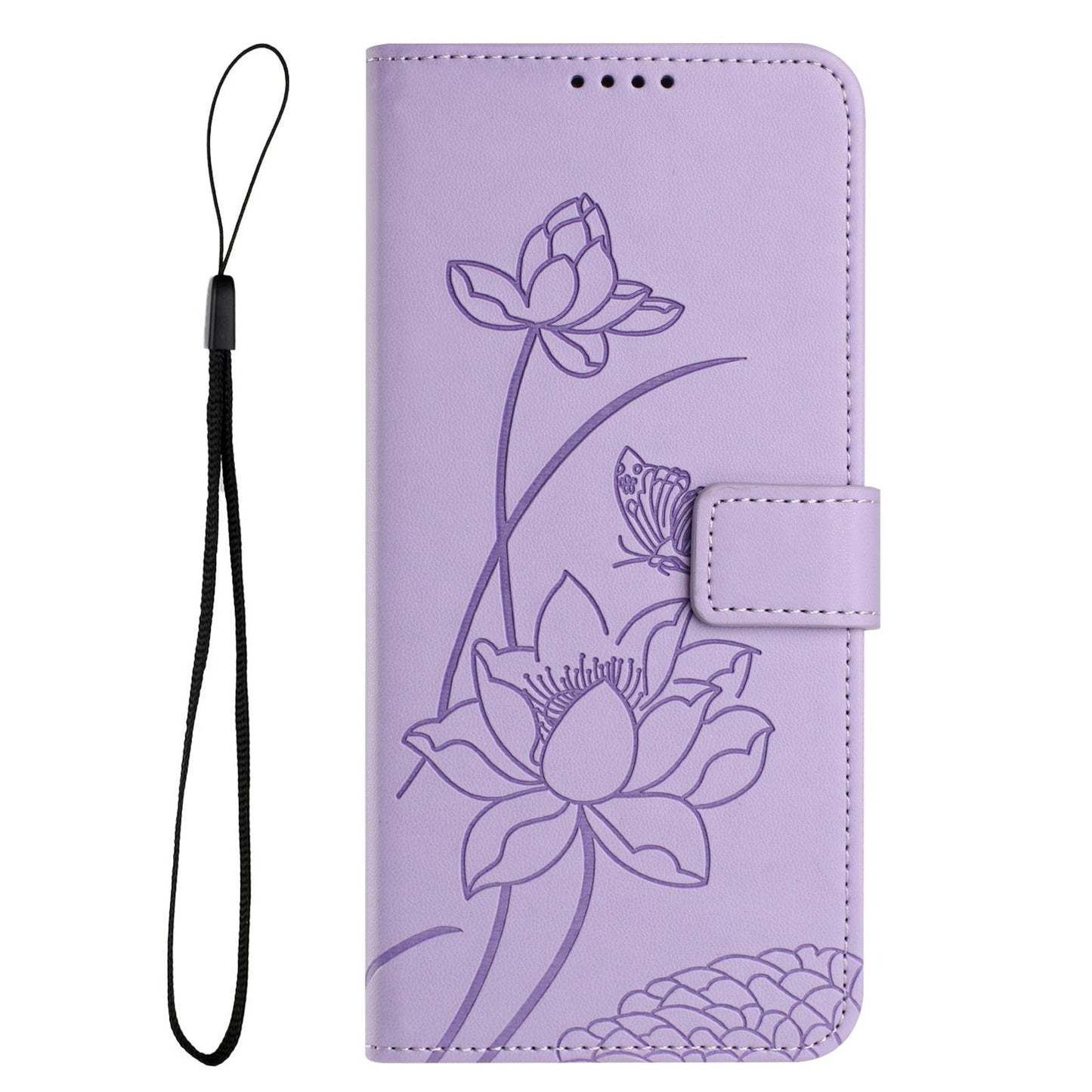 For Redmi K90 Pro Max / Poco F8 Ultra Lotus Embossed Leather Phone Case with Lanyard(Purple)