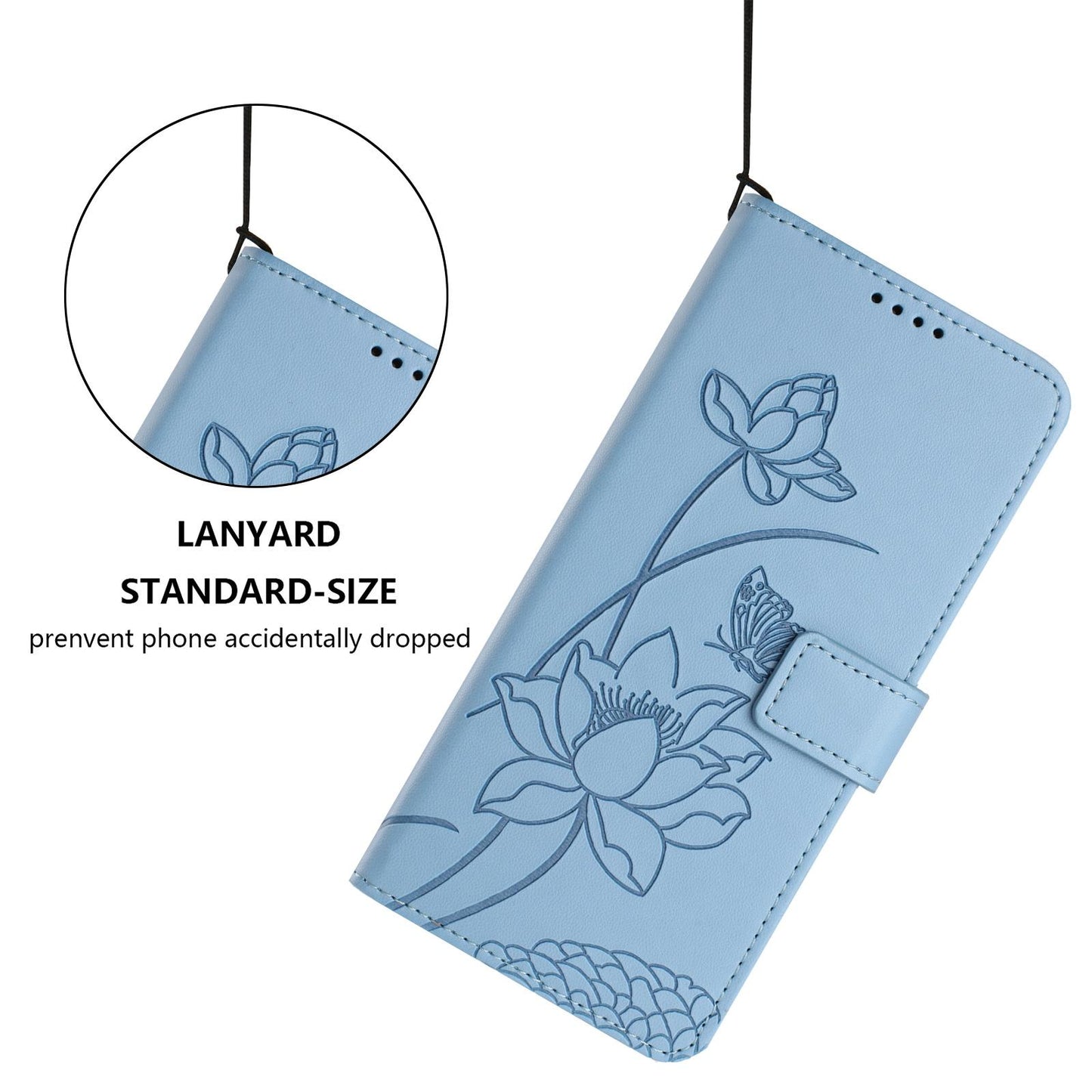 For Redmi K90 Pro Max / Poco F8 Ultra Lotus Embossed Leather Phone Case with Lanyard(Blue)