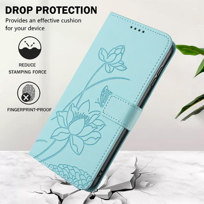 For Redmi K90 Pro Max / Poco F8 Ultra Lotus Embossed Leather Phone Case with Lanyard(Green)