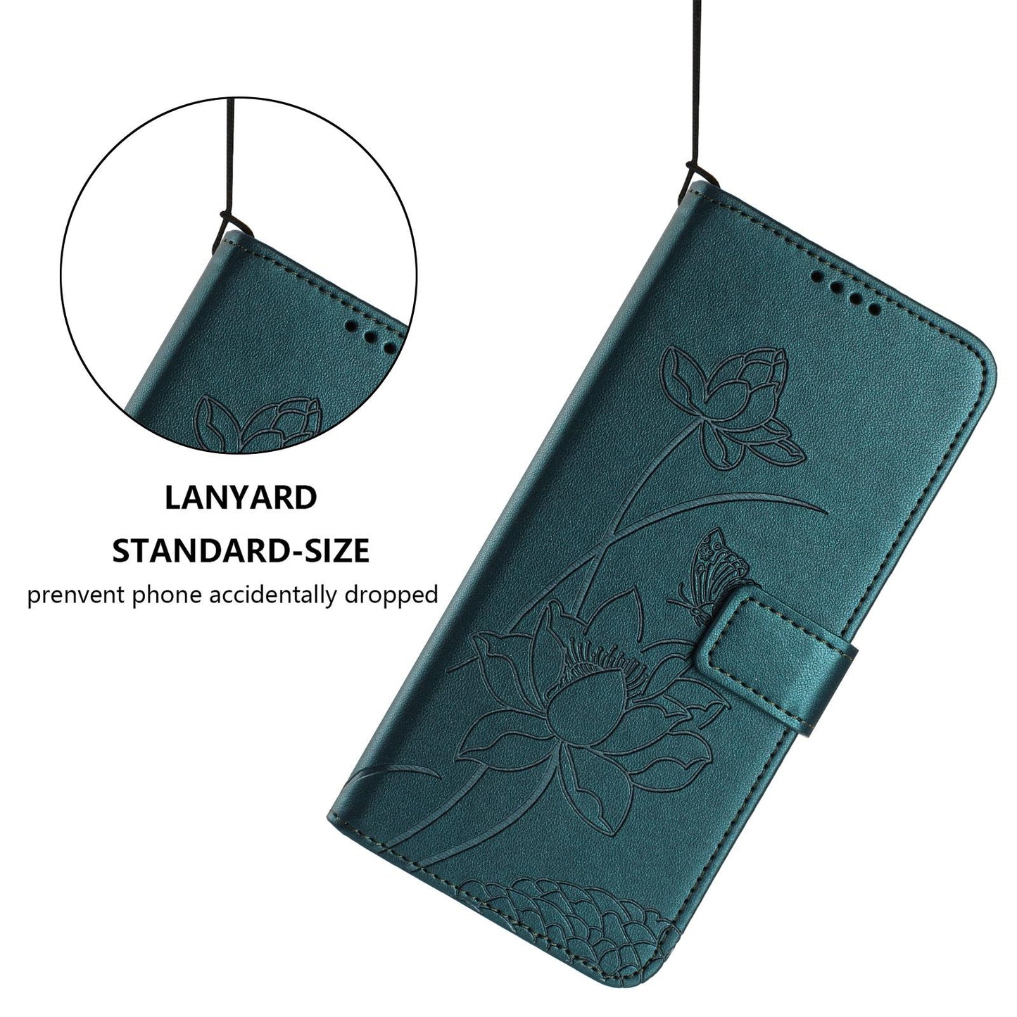For Redmi K90 Pro Max / Poco F8 Ultra Lotus Embossed Leather Phone Case with Lanyard(Dark Green)