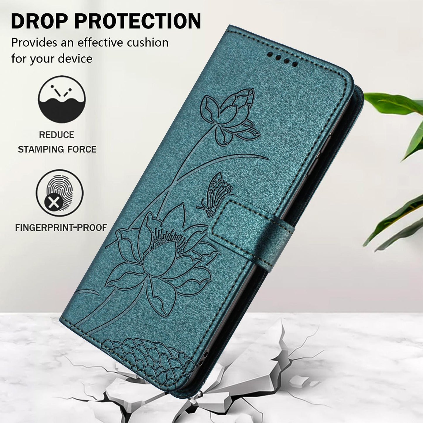 For Redmi K90 Pro Max / Poco F8 Ultra Lotus Embossed Leather Phone Case with Lanyard(Dark Green)