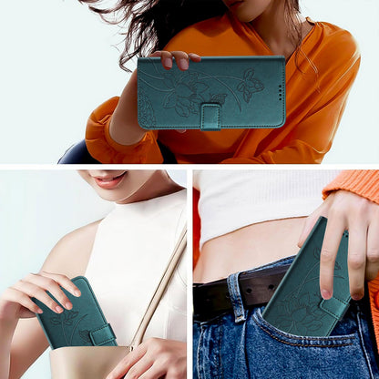 For Redmi K90 Pro Max / Poco F8 Ultra Lotus Embossed Leather Phone Case with Lanyard(Dark Green)