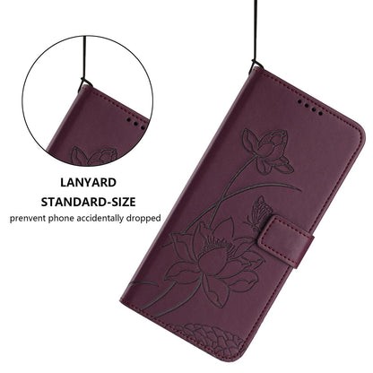 For Redmi K90 Pro Max / Poco F8 Ultra Lotus Embossed Leather Phone Case with Lanyard(Wine Red)