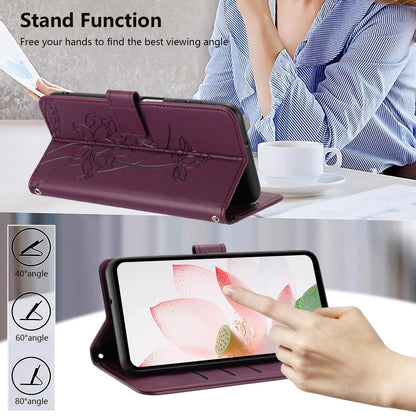 For Redmi K90 Pro Max / Poco F8 Ultra Lotus Embossed Leather Phone Case with Lanyard(Wine Red)