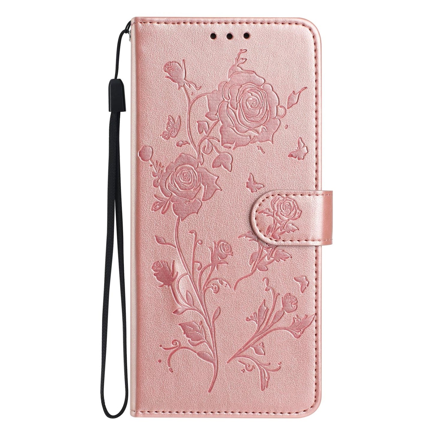 For Redmi K90 Pro Max/Poco F8 Ultra Rose Flower Embossing Pattern Leather Phone Case(Rose Gold)