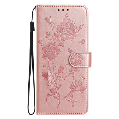 For Redmi K90 Pro Max/Poco F8 Ultra Rose Flower Embossing Pattern Leather Phone Case(Rose Gold)