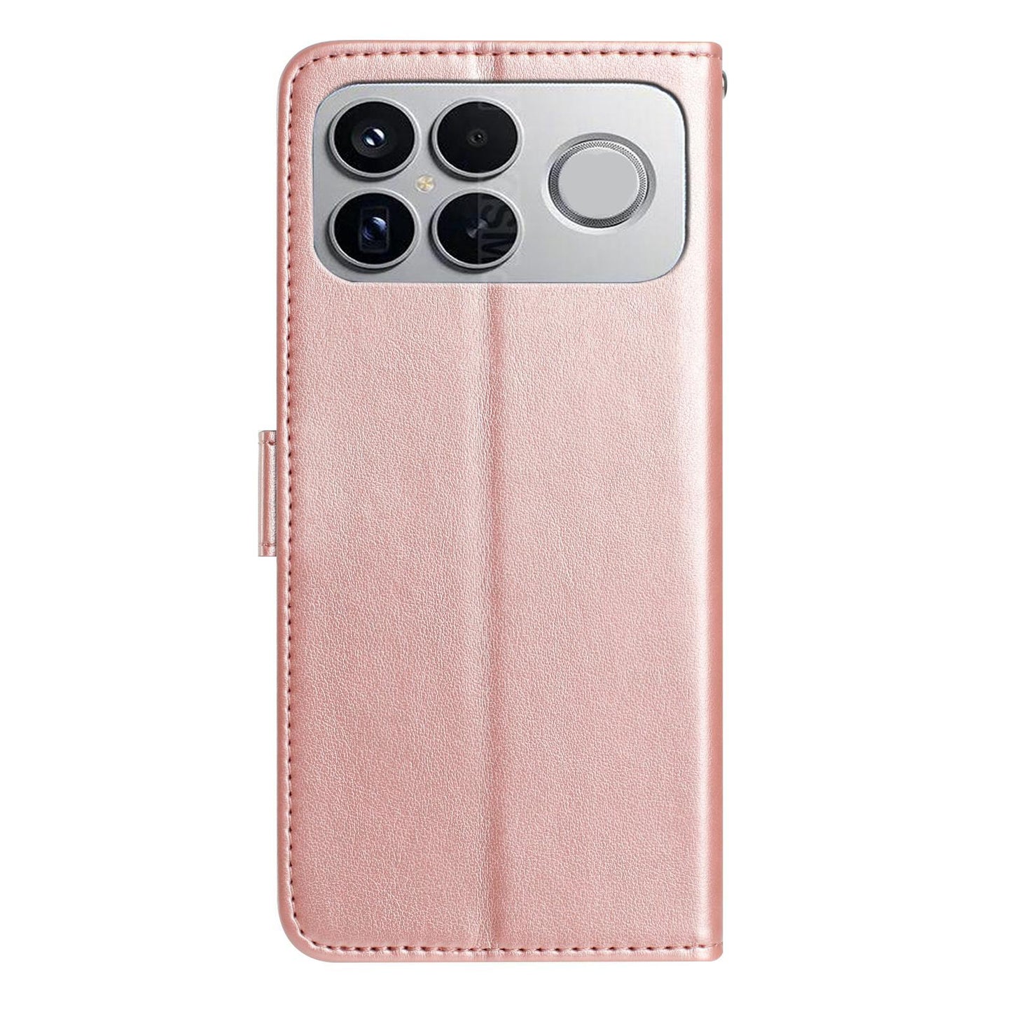 For Redmi K90 Pro Max/Poco F8 Ultra Rose Flower Embossing Pattern Leather Phone Case(Rose Gold)