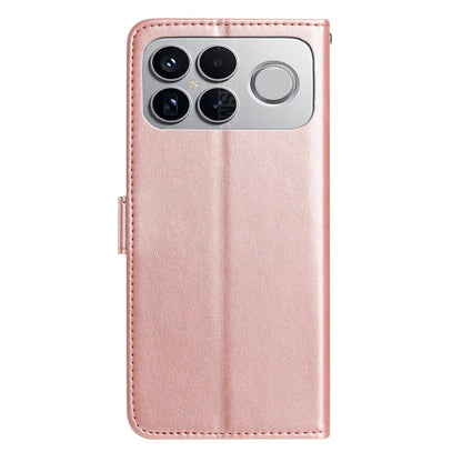 For Redmi K90 Pro Max/Poco F8 Ultra Rose Flower Embossing Pattern Leather Phone Case(Rose Gold)