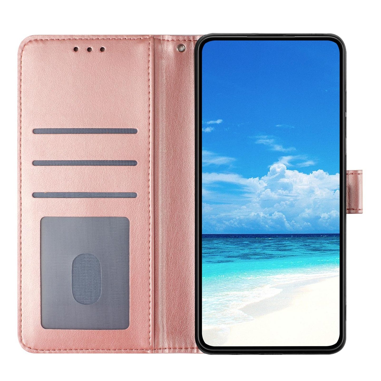 For Redmi K90 Pro Max/Poco F8 Ultra Rose Flower Embossing Pattern Leather Phone Case(Rose Gold)