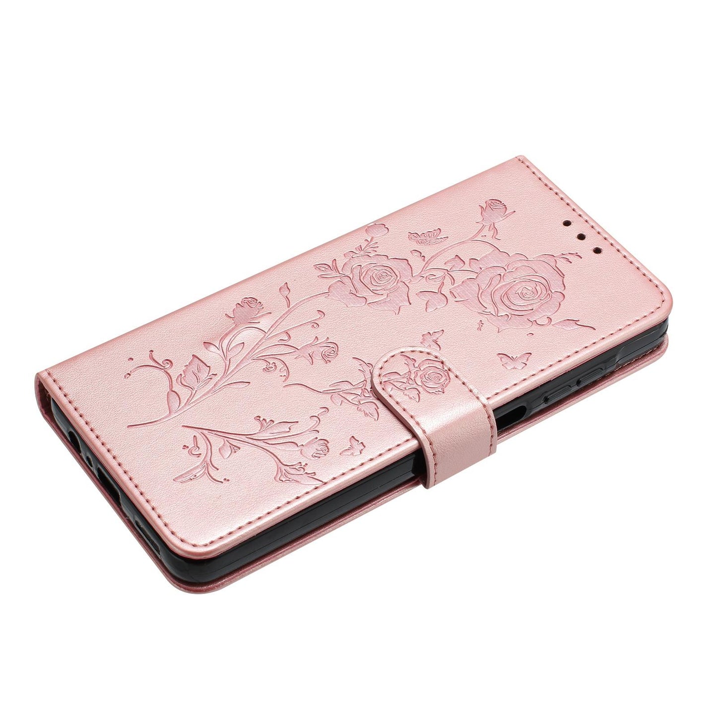 For Redmi K90 Pro Max/Poco F8 Ultra Rose Flower Embossing Pattern Leather Phone Case(Rose Gold)