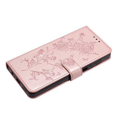For Redmi K90 Pro Max/Poco F8 Ultra Rose Flower Embossing Pattern Leather Phone Case(Rose Gold)