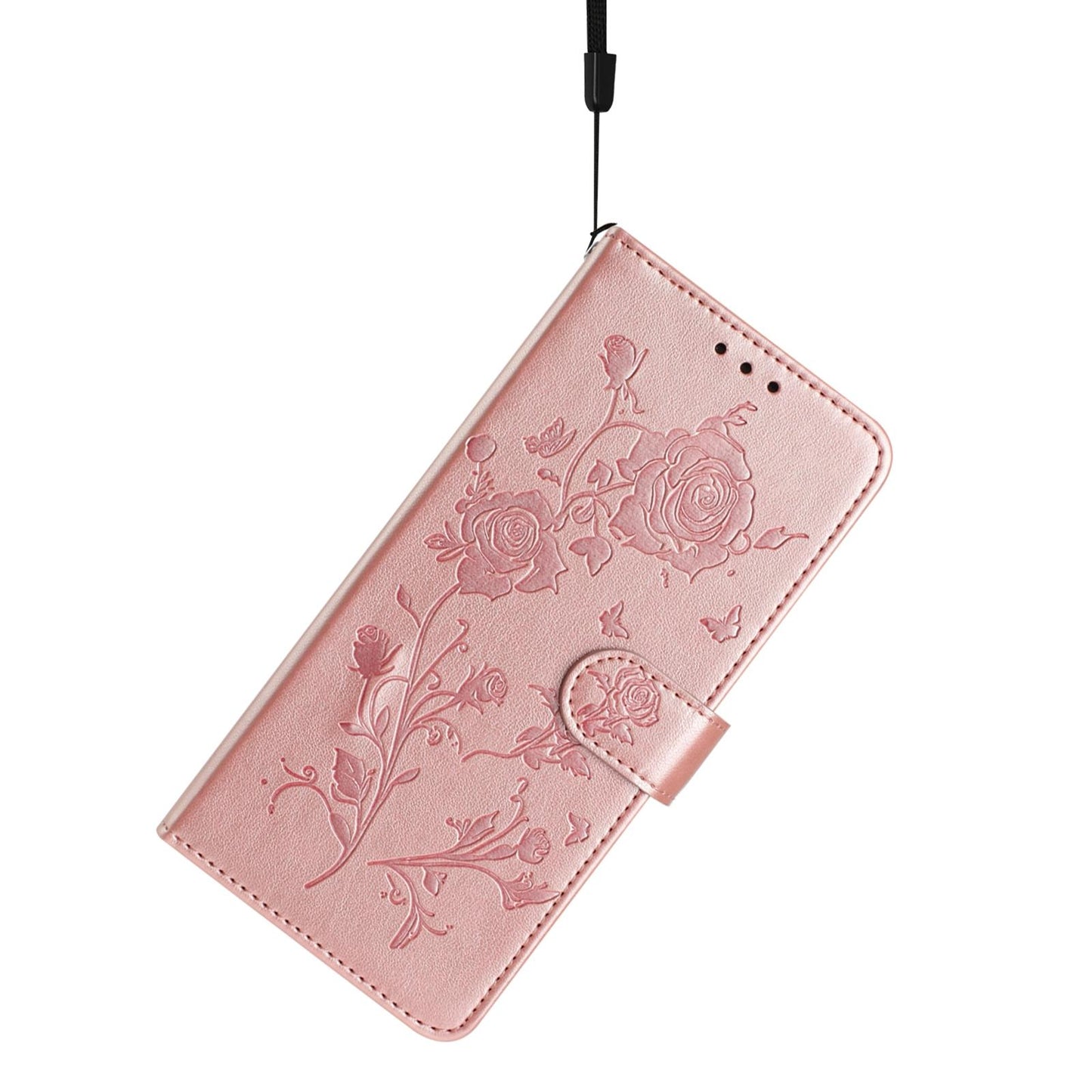 For Redmi K90 Pro Max/Poco F8 Ultra Rose Flower Embossing Pattern Leather Phone Case(Rose Gold)