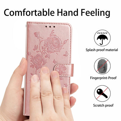 For Redmi K90 Pro Max/Poco F8 Ultra Rose Flower Embossing Pattern Leather Phone Case(Rose Gold)
