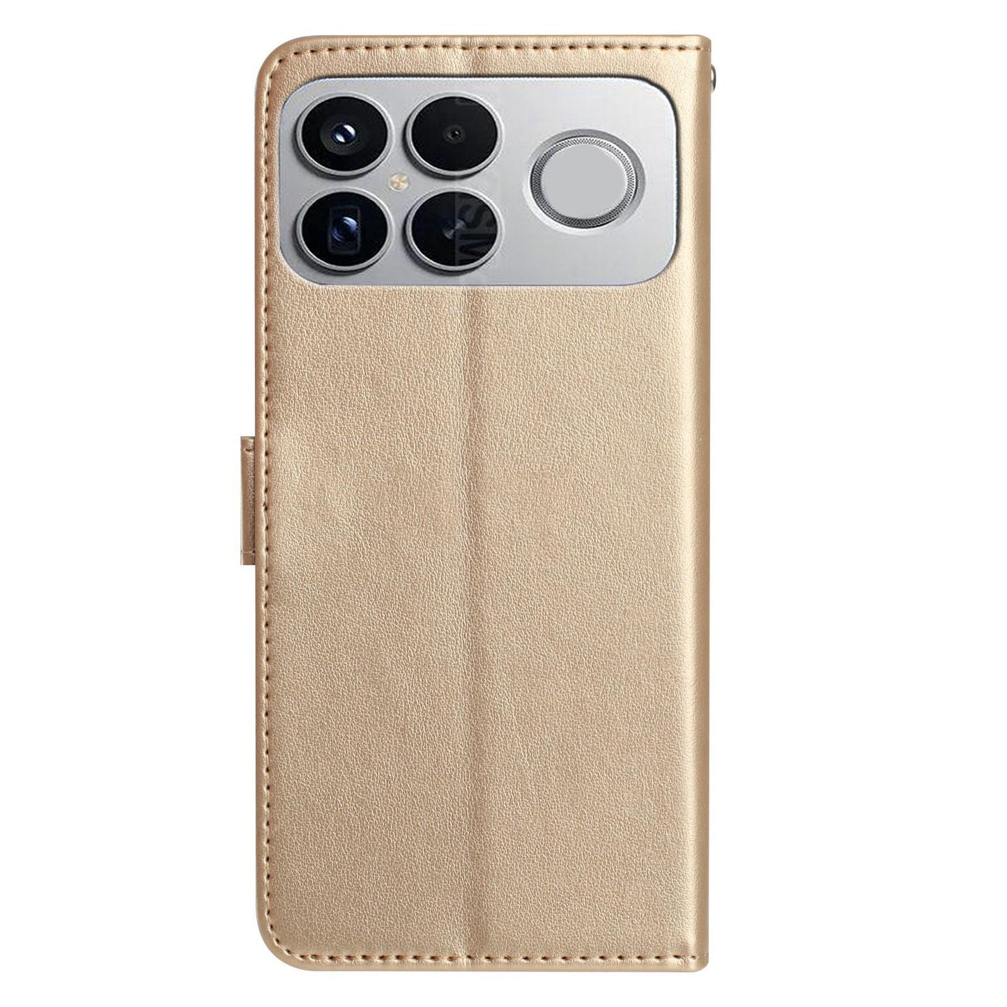 For Redmi K90 Pro Max/Poco F8 Ultra Rose Flower Embossing Pattern Leather Phone Case(Gold)