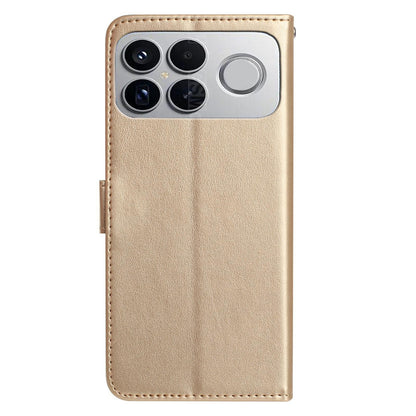 For Redmi K90 Pro Max/Poco F8 Ultra Rose Flower Embossing Pattern Leather Phone Case(Gold)