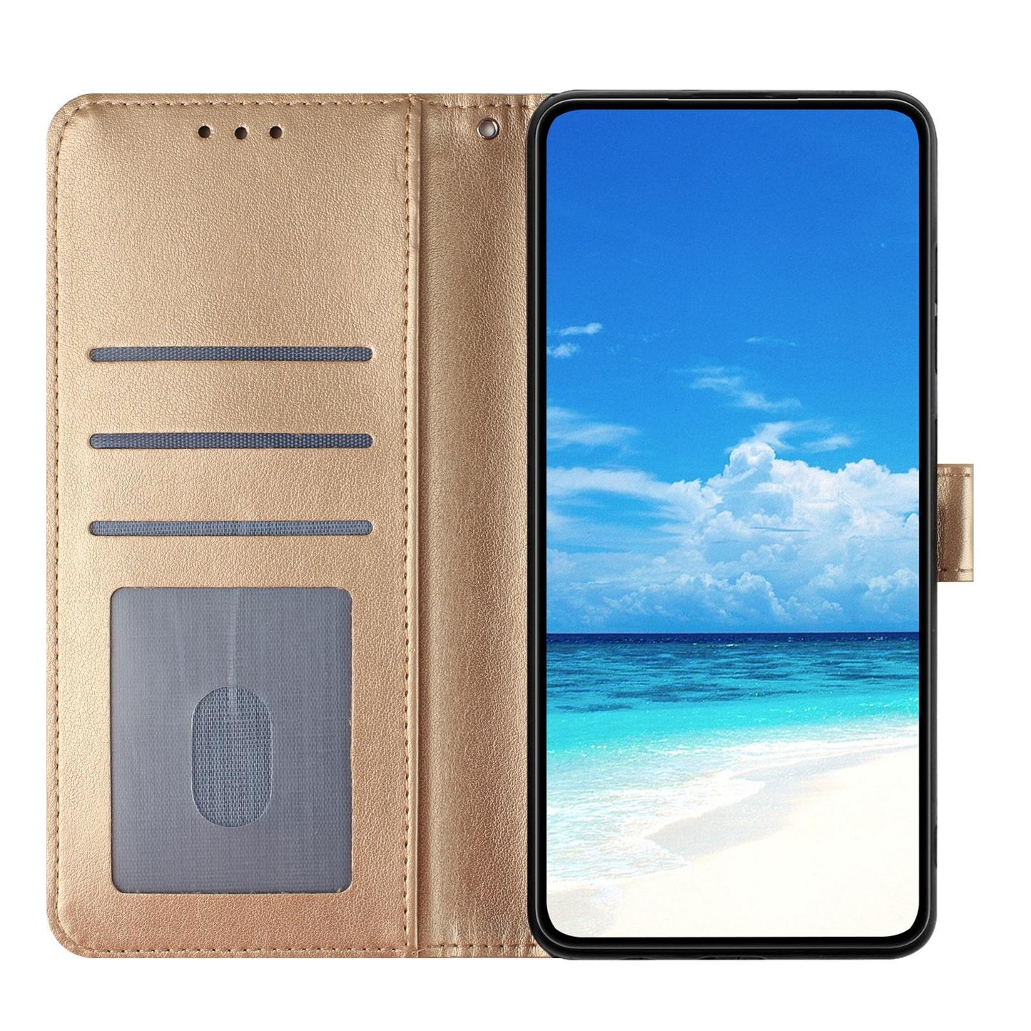 For Redmi K90 Pro Max/Poco F8 Ultra Rose Flower Embossing Pattern Leather Phone Case(Gold)