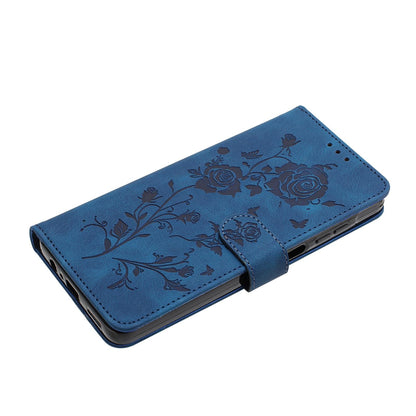 For Redmi K90 Pro Max/Poco F8 Ultra Rose Flower Embossing Pattern Leather Phone Case(Dark Blue)