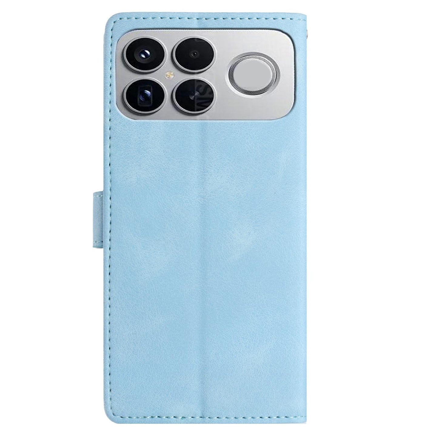 For Redmi K90 Pro Max/Poco F8 Ultra Rose Flower Embossing Pattern Leather Phone Case(Sky Blue)