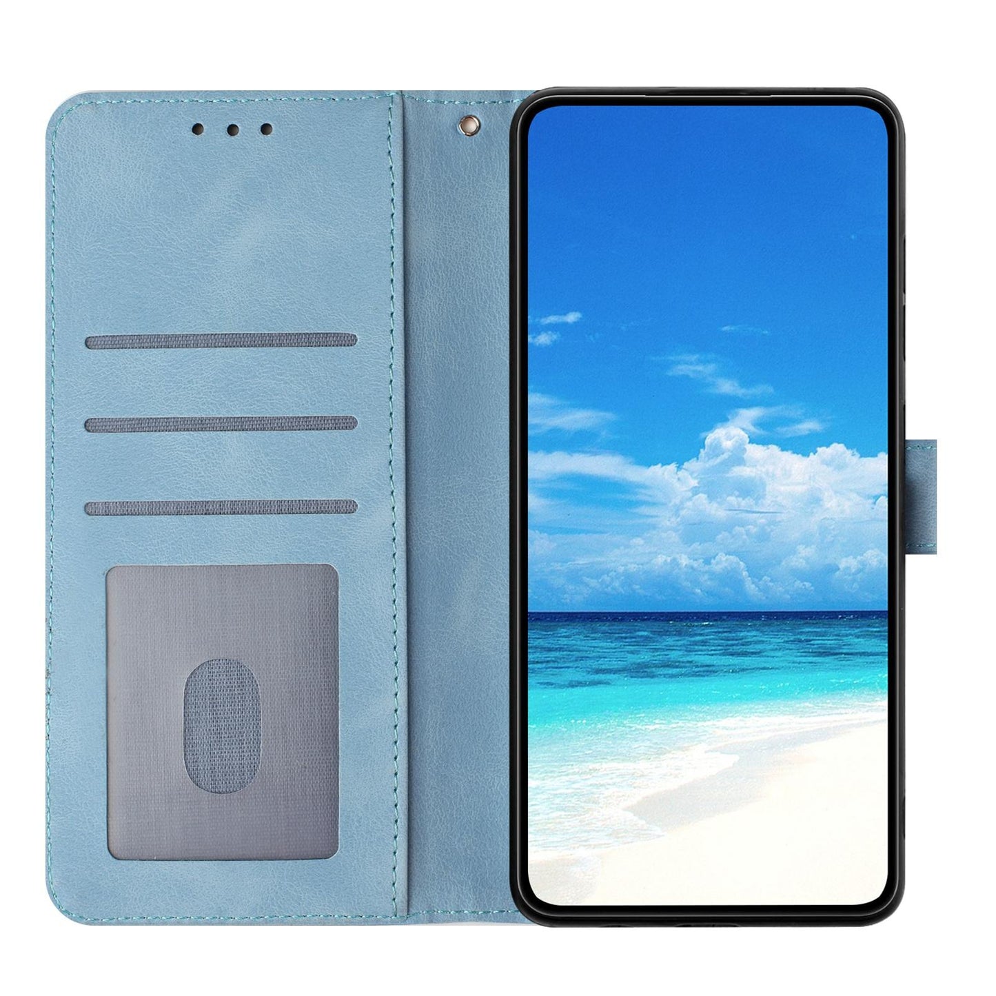 For Redmi K90 Pro Max/Poco F8 Ultra Rose Flower Embossing Pattern Leather Phone Case(Sky Blue)