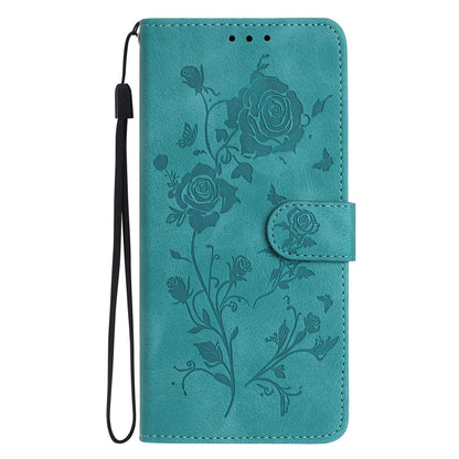 For Redmi K90 Pro Max/Poco F8 Ultra Rose Flower Embossing Pattern Leather Phone Case(Green)