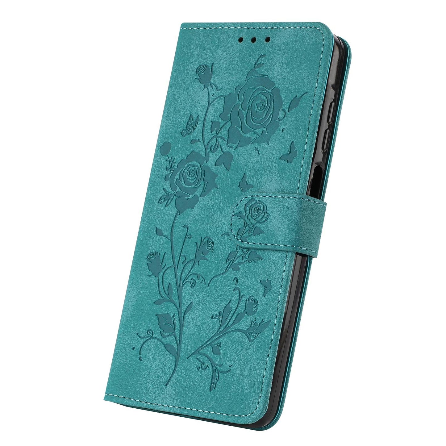 For Redmi K90 Pro Max/Poco F8 Ultra Rose Flower Embossing Pattern Leather Phone Case(Green)