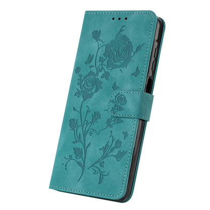 For Redmi K90 Pro Max/Poco F8 Ultra Rose Flower Embossing Pattern Leather Phone Case(Green)