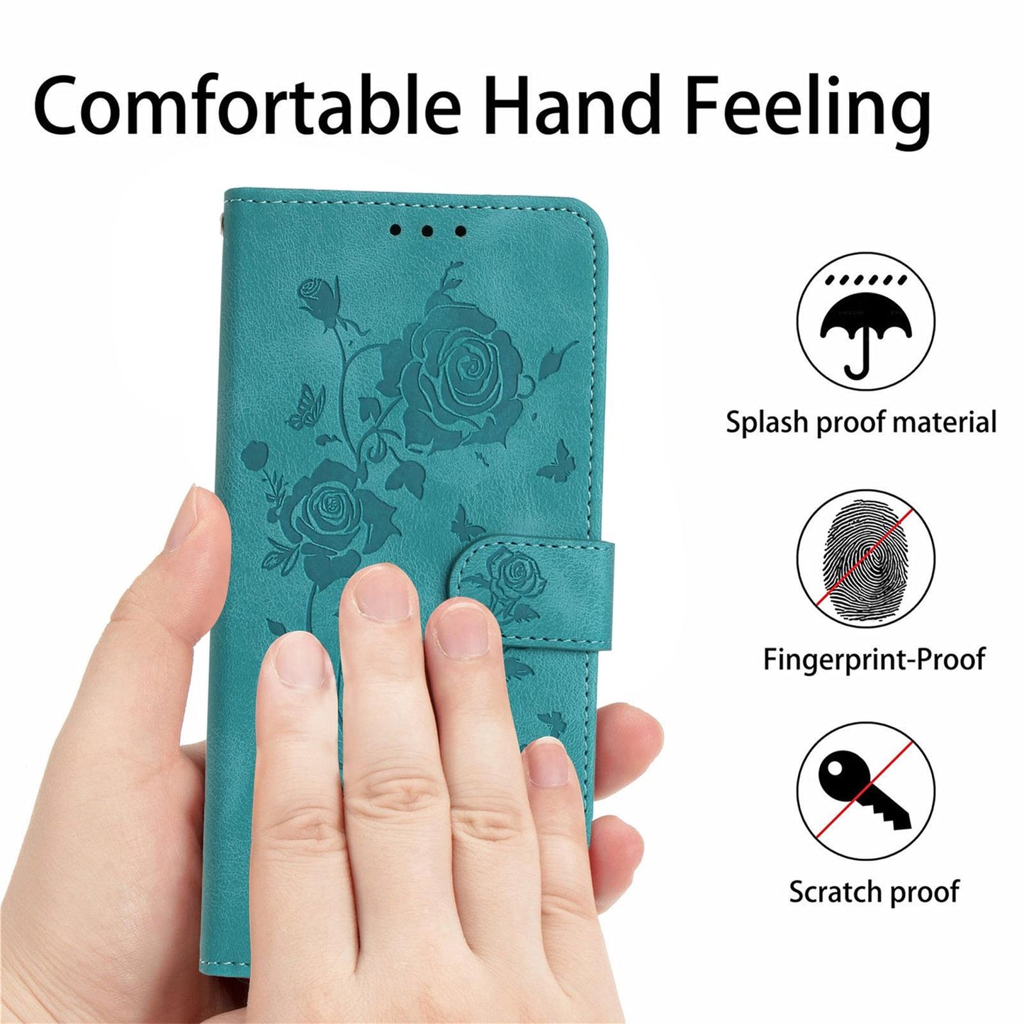 For Redmi K90 Pro Max/Poco F8 Ultra Rose Flower Embossing Pattern Leather Phone Case(Green)