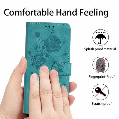 For Redmi K90 Pro Max/Poco F8 Ultra Rose Flower Embossing Pattern Leather Phone Case(Green)