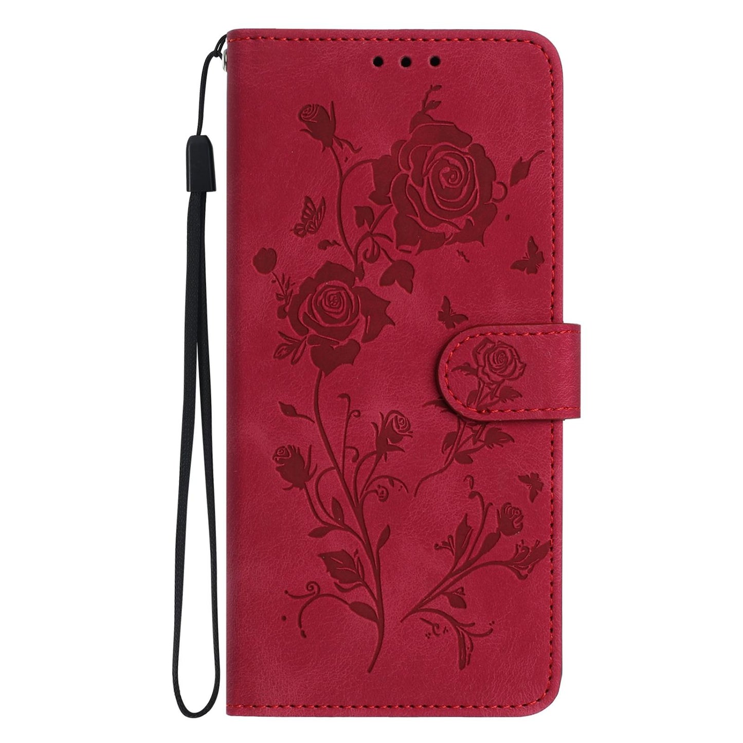 For Redmi K90 Pro Max/Poco F8 Ultra Rose Flower Embossing Pattern Leather Phone Case(Red)