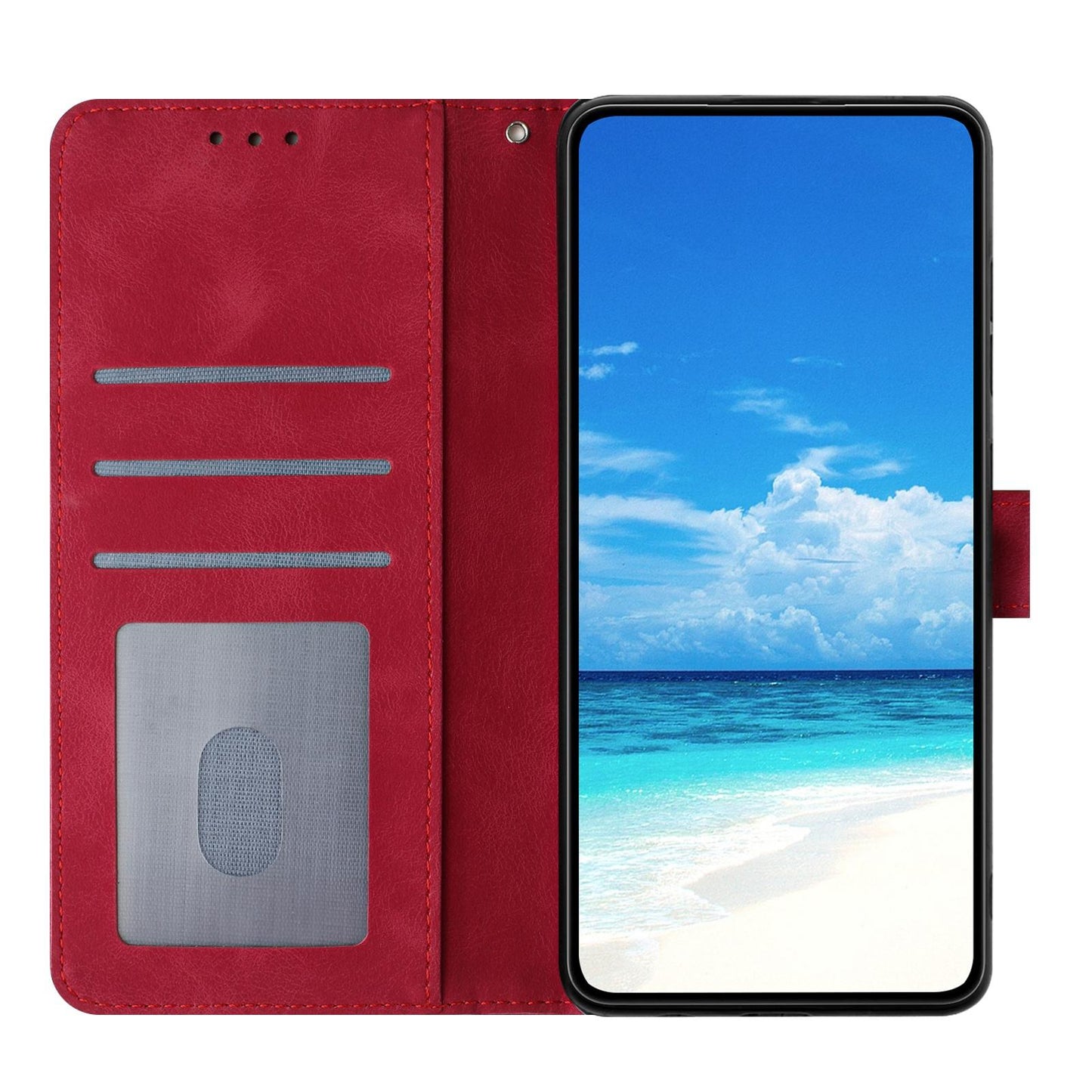 For Redmi K90 Pro Max/Poco F8 Ultra Rose Flower Embossing Pattern Leather Phone Case(Red)