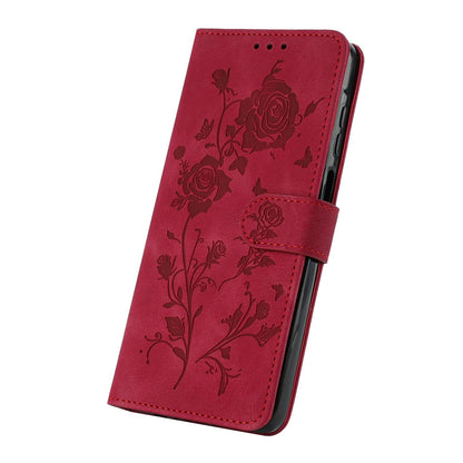 For Redmi K90 Pro Max/Poco F8 Ultra Rose Flower Embossing Pattern Leather Phone Case(Red)