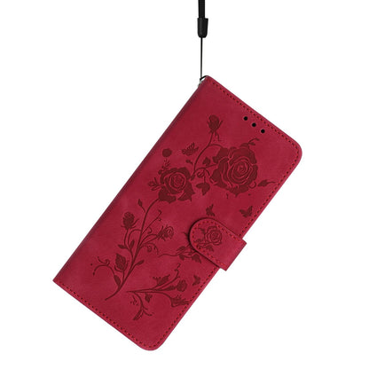 For Redmi K90 Pro Max/Poco F8 Ultra Rose Flower Embossing Pattern Leather Phone Case(Red)