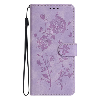 For Redmi K90 Pro Max/Poco F8 Ultra Rose Flower Embossing Pattern Leather Phone Case(Light Purple)
