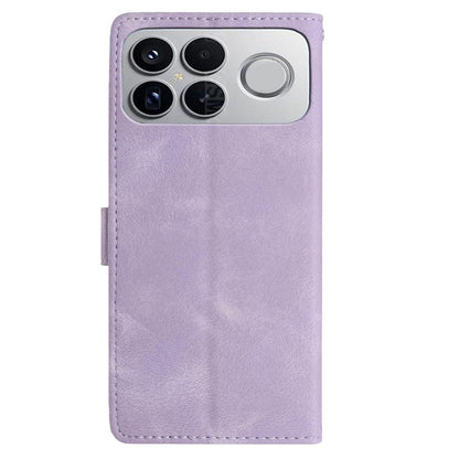 For Redmi K90 Pro Max/Poco F8 Ultra Rose Flower Embossing Pattern Leather Phone Case(Light Purple)