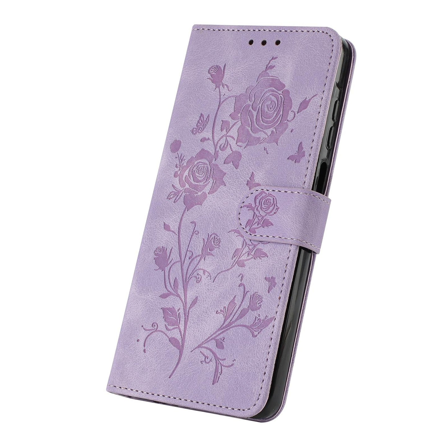 For Redmi K90 Pro Max/Poco F8 Ultra Rose Flower Embossing Pattern Leather Phone Case(Light Purple)