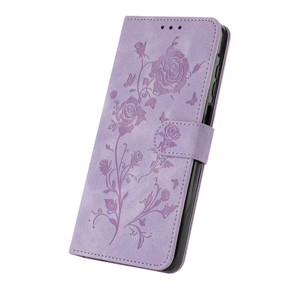 For Redmi K90 Pro Max/Poco F8 Ultra Rose Flower Embossing Pattern Leather Phone Case(Light Purple)
