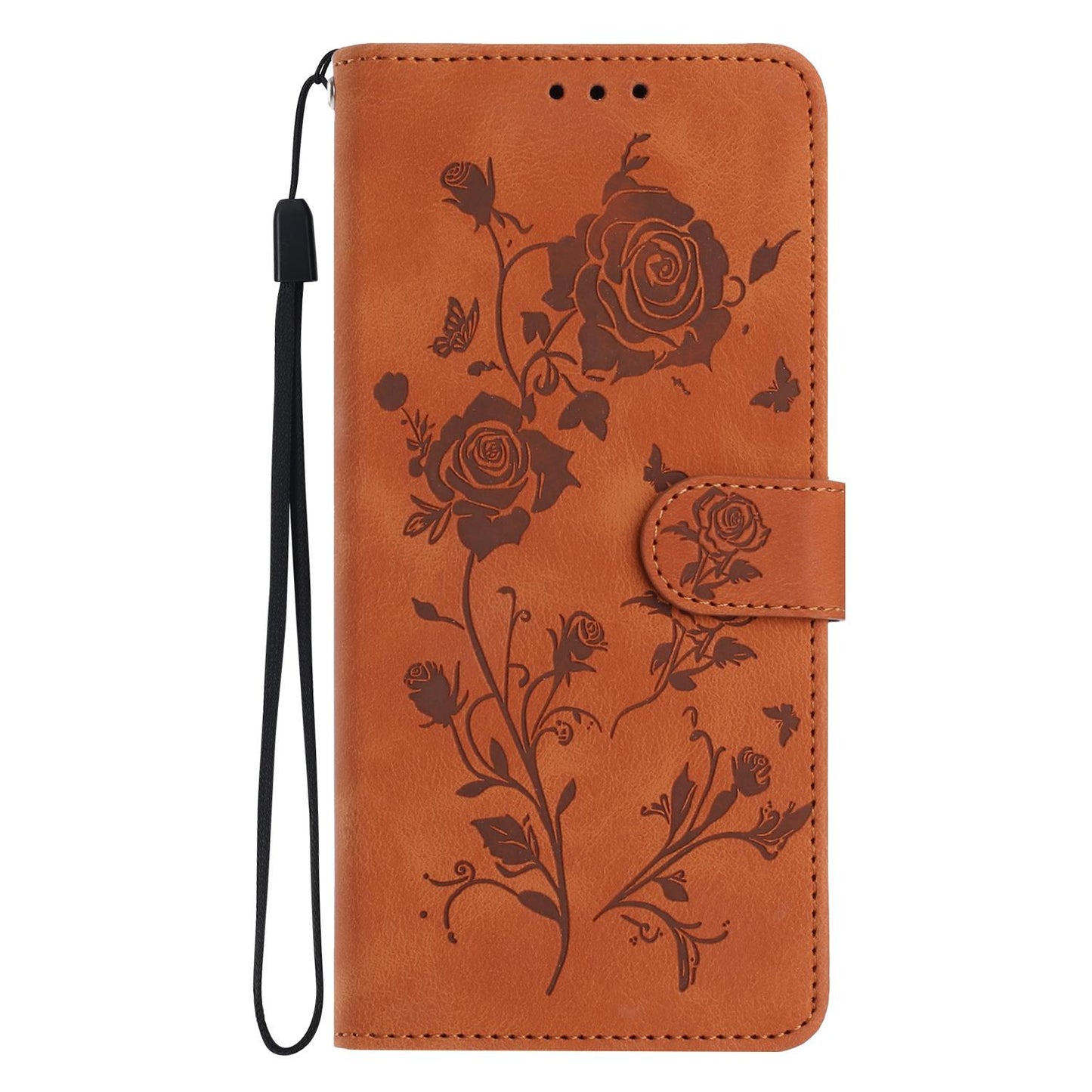 For Redmi K90 Pro Max/Poco F8 Ultra Rose Flower Embossing Pattern Leather Phone Case(Brown)