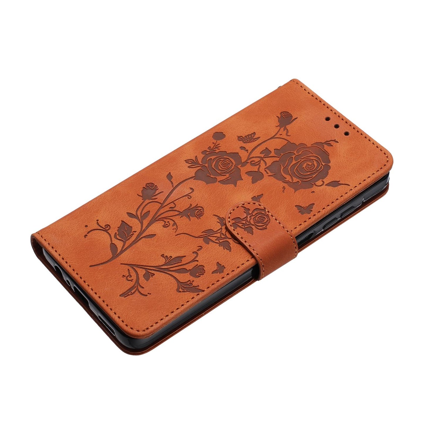 For Redmi K90 Pro Max/Poco F8 Ultra Rose Flower Embossing Pattern Leather Phone Case(Brown)