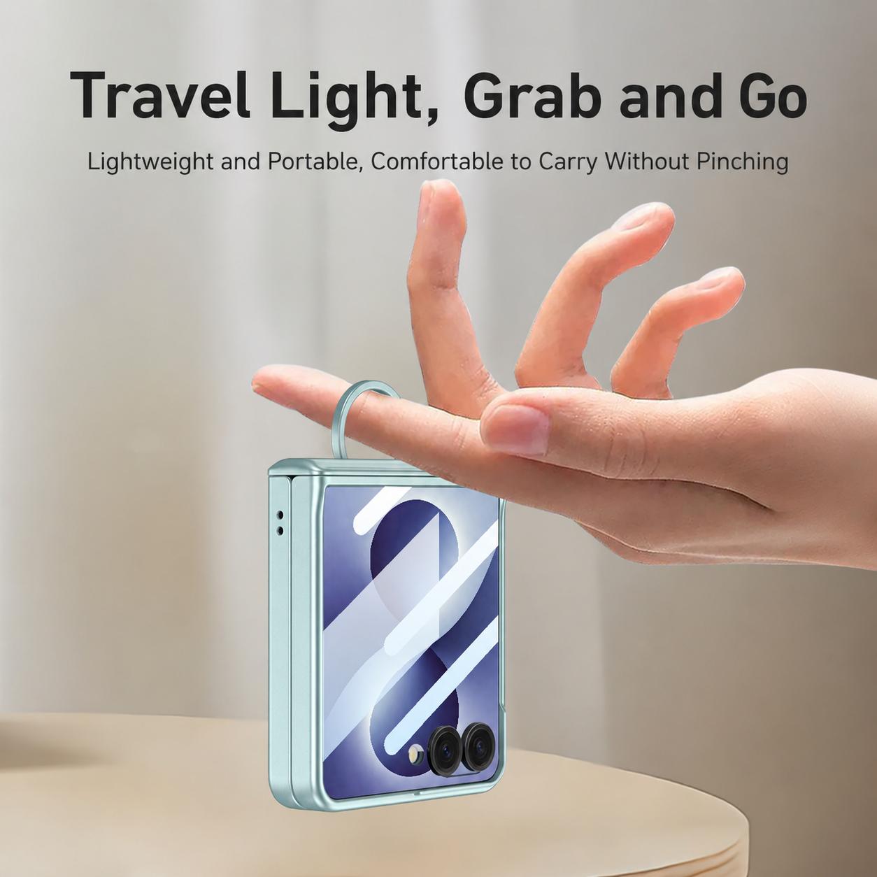 For Galaxy Z Flip8 5G GKK Integrated Magnetic Folding Full Cover Phone Case with D-Cross Ring(Shadow Blue)