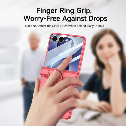 For Galaxy Z Flip8 5G GKK Integrated Magnetic Folding Full Cover Phone Case with D-Cross Ring(Shadow Blue)