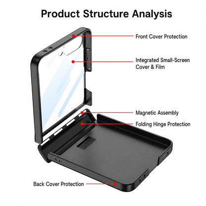 For Galaxy Z Flip8 5G GKK Integrated Magnetic Folding Full Cover Phone Case with D-Cross Ring(Black)