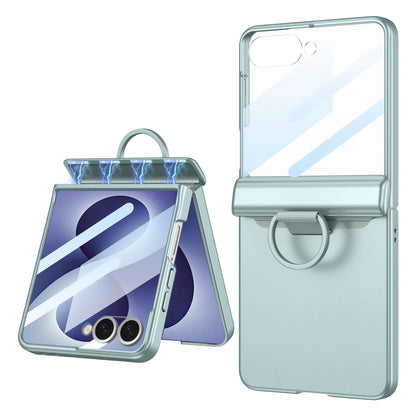 For Galaxy Z Flip8 5G GKK Integrated Magnetic Folding Full Cover Phone Case with D-Cross Ring(Frost Green)