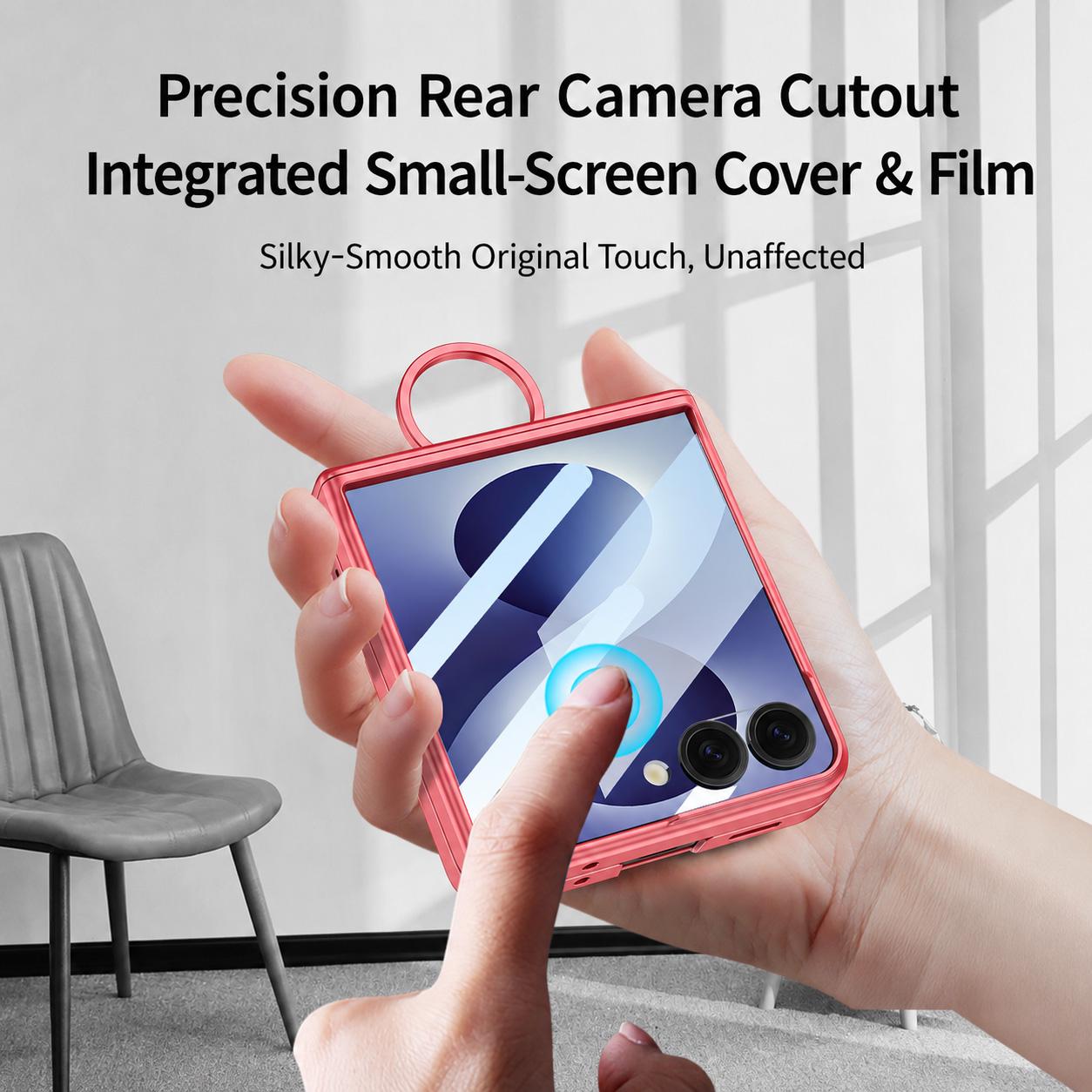 For Galaxy Z Flip8 5G GKK Integrated Magnetic Folding Full Cover Phone Case with D-Cross Ring(Frost Green)